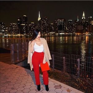 Red drawstring trouser pants